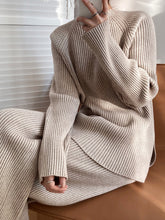Mock Neck Raglan Sleeve Top and Pants Sweater Set OutfitFlow
